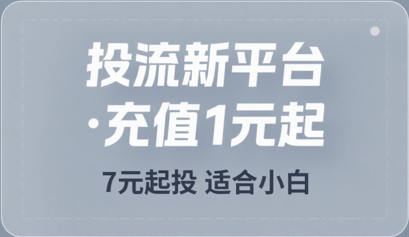 投流新平台分享【1元起充】-副业基地